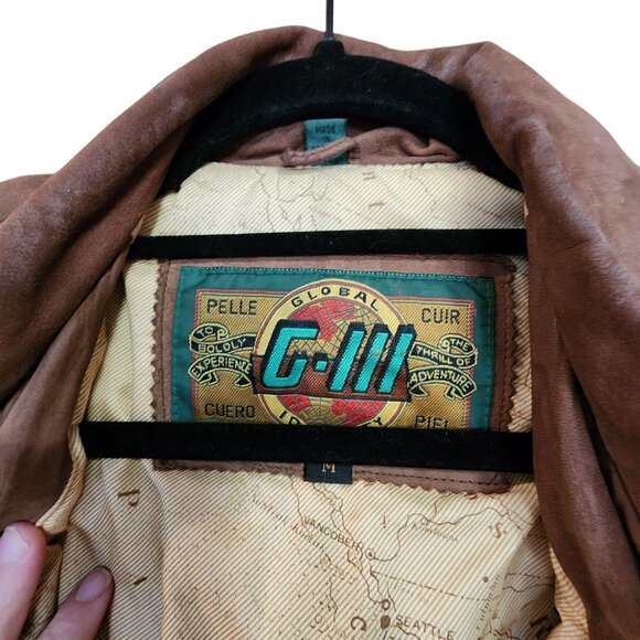 Vintage G-III Bomber Jacket M Brown Suede Leather Mens Outerwear - Picture 4 of 4